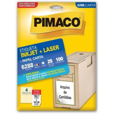 Imagem de Etiqueta Inkjet Laser 6288 25 Folhas 138,11 x 106,36mm Pimaco