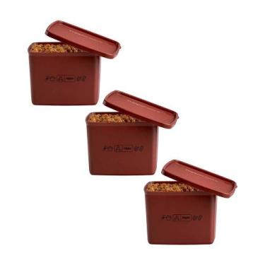 Imagem de Kit 3 Potes Herméticos Tupperware Jeitoso Mix Feijão Marrom 800ml