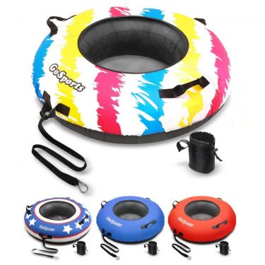 Imagem de Boia Rebocável para 1 Pessoa Resistente com Capa de Lona Premium Estilo Retrô, GoSports, Branca