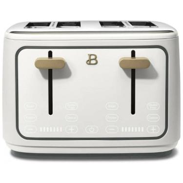 Imagem de Torradeira elétrica de pão 4 fatias Beautiful Branca, 1800W, slots extralargos, display touch, funções bagel e congelados, aço inox, 110V