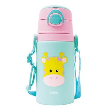 Imagem de Garrafinha Alumínio com Canudo Buba Animal Fun Girafa 400ml