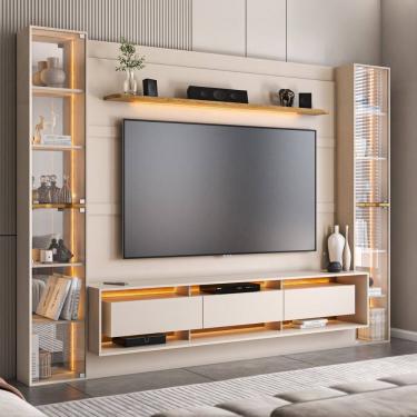 Imagem de Estante Home Theater Austin 85" Duas Torres com Led BDN/ Carvalho
