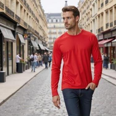 Imagem de Camiseta De Frio Manga Longa Masculina Colorida Sortidas-Masculino