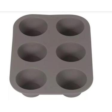 Imagem de Forma De Silicone Muffin Cupcake 6 Cavidades Cinza Mesclado - Fratelli
