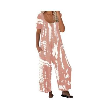 Imagem de Macacão De Verão plus Size Feminino 0XL-5XL Em Cor Sólida Com Bolsos E