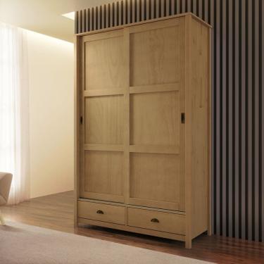Imagem de Guarda Roupa Solteiro 9178FN Topázio Madeira Maciça 2 Portas de Correr e 2 Gavetas Freijó Finestra