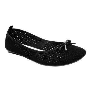 Imagem de Sapatilha Feminina Moleca Laço Redondo Virginia Microperfuro, Preto, 3