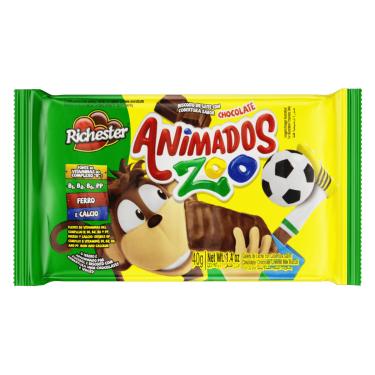 Imagem de Biscoito Doce Leite com Cobertura Chocolate Animados Zoo Richester 40g Enriquecido com Vitaminas
