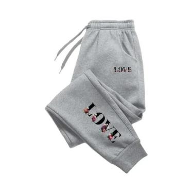 Imagem de Calças De Moletom Femininas Com Estampa De Carta De Amor, Estilo Casua