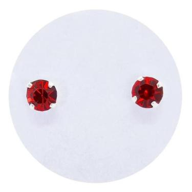 Imagem de Brinco Prata 925 Ponto de Luz Rubi 3mm - Ponte Vecchio Joias