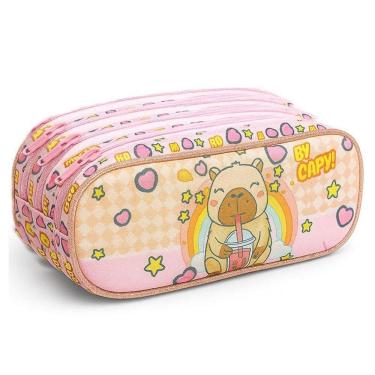 Imagem de Estojo Escolar Infantil Triplo Capivara - GV Bolsas