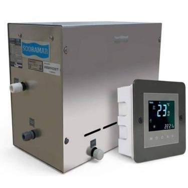 Imagem de Sauna a Vapor Steam Inox 12kw Mono com Comando Touch Wifi 12kw Steam Inox 220V SODRAMAR