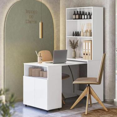 Imagem de Estante Escrivaninha com Mesa Bancada Retrátil Salt Branco Z06 - Mpoze