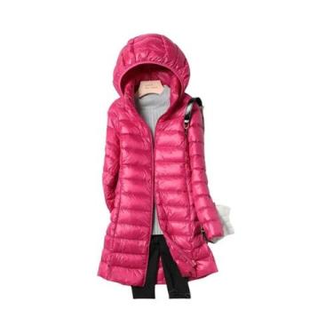 Imagem de Jaqueta Feminina Slim Fit Com Capuz, Moda Coreana, Casaco Longo Leve D