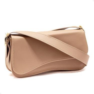 Imagem de Bolsa Feminina Baguete de Ombro OEM Boho Chic em Couro Sintético 23x12x5 cm Bege Escuro Adulto