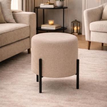 Imagem de Puff Luxor Decorativo Pés de Ferro Banqueta Moderna Sala 