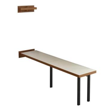 Imagem de UM Banco para Mesa Dobrável de Parede 5 Lugares (1,40 metros) Bco/Noro