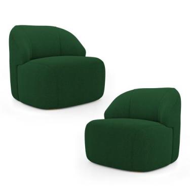 Imagem de Kit 02 Poltronas Decorativas Kaya Orgânica Bouclê Verde - Desk Design