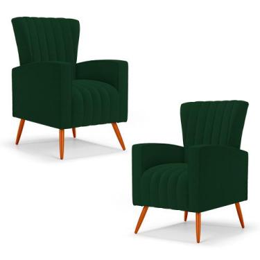 Imagem de Kit 02 Poltronas Decorativas Melody com Pés Palito Bouclê Verde - Desk