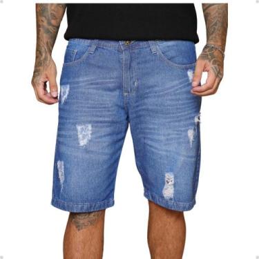 Imagem de Bermuda Jeans Masculina Destroyed Casual Estilo Urbano - AZ04 JEANS, 8