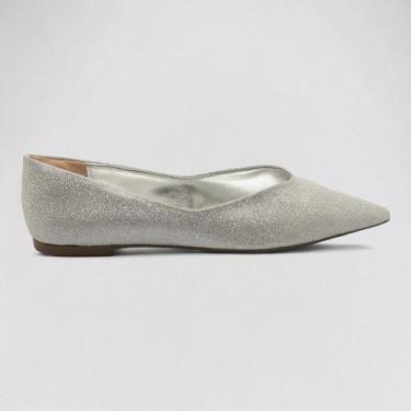 Imagem de Sapatilha Feminina Sapato da Corte Bico Fino Recorte, Prata, 37