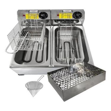 Imagem de Fritadeira Elétrica Inox Óleo 6 Lt + Escorredor + Peneira Frequência:6