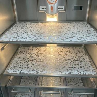 Imagem de Kit 3 Toalhas de Geladeira Renda Plástico Pvc Impermeável Branco 46x33