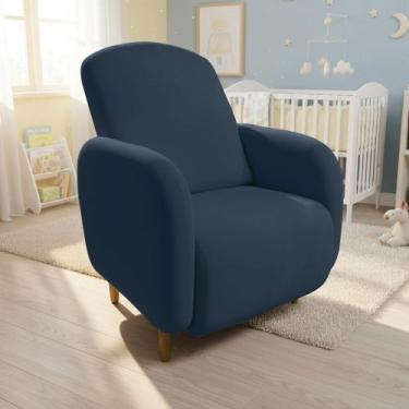 Imagem de Poltrona Amamentação Madeira Jhessy Suede D03 - D Rossi - DRossi, Azul