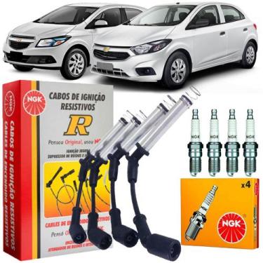 Imagem de Kit Velas + Cabos Ignição Onix 1.0 8v 2013 A 2018 Original - NGK, CABO