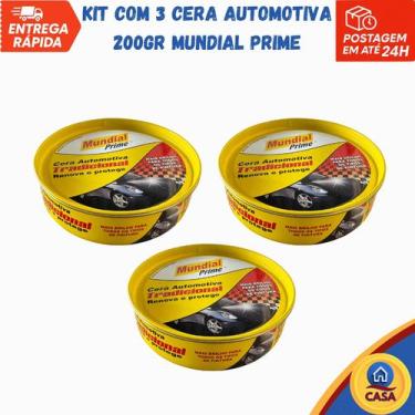Imagem de Cera automotiva 200gr Mundial Prime - Kit com 3und