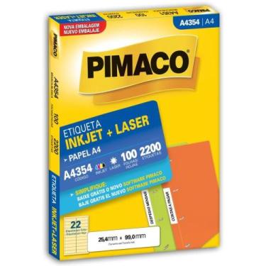 Imagem de Etiqueta A4 A4354 100 FLS 25,4 X 99,0 MM CX.C/2200 - Pimaco
