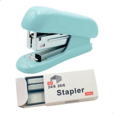 Imagem de Mini Grampeador E Extrator Portátil Colors +320 Grampos 24/6 - Azul - 