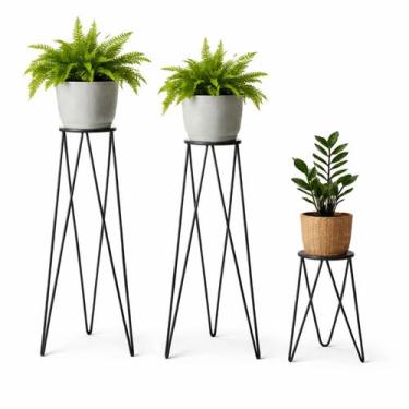Imagem de Kit Suporte Tripé para Vasos e Plantas 2 Peças 60cm Grande + 1 Peça 45