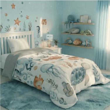 Imagem de Edredom Solteiro 1PC Estampado Dupla Face 400 Fios Premium Grosso Maci