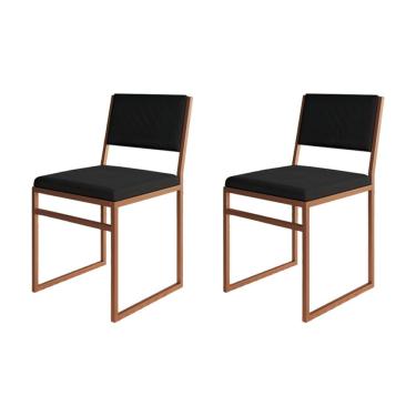 Imagem de Kit 2 Cadeiras Industrial Isa Veludo Base Cobre para Mesa Sala Jantar Cozinha Decor - C...