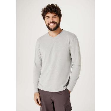 Imagem de Camiseta Básica Masculina Manga Longa Gola V World - Hering, G, Cinza