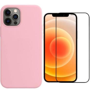 Imagem de Capa Capinha Para iPhone 12 12 Pro Rosa Aveludada Película 3D - inova