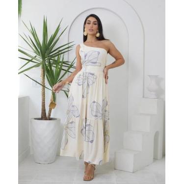 Imagem de vestido longo moda ombro unico  - Lefalu, G, Azul
