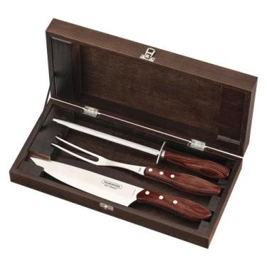 Imagem de Kit para Churrasco Tramontina em Aço Inox Cabo Vermelho