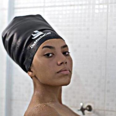 Imagem de Touca natação afro adultos gg preta - DA MINHA COR