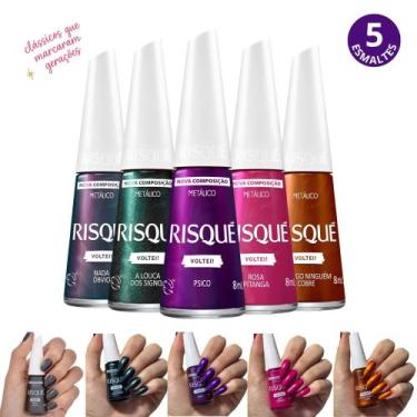 Imagem de Kit Esmaltes Risqué Voltei Lançamento Tons Metálicos Esmalte Atacado, 