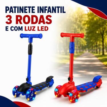 Imagem de Patinete Infantil 3 Rodas Com Luz Led E Guidão Ajustável - Importudo, 