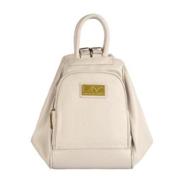 Imagem de Mochila de couro 3 em 1 Sabrina marfim Feminino - Andrea Vinci, Marfim