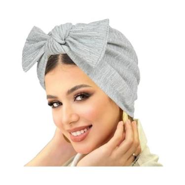 Imagem de Lenço De Cabeça Com Laço De Strass, Turbante Macio E Elástico Para Mul