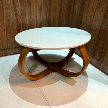Imagem de Mesa de Centro Bella 70x40 (Pé Cebola) Vidro Branco 100% MDF - L C MAR