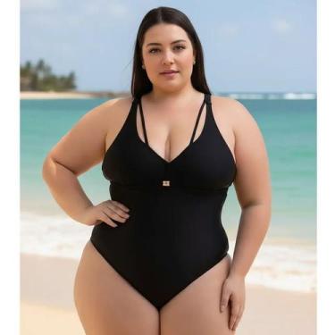 Imagem de Maiô Feminino Plus Size, Preto, Sem Bojo, Body, Tams. 48 e 52 - Acqua 