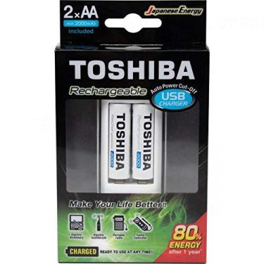 Imagem de Carregador de Pilha USB p/2 pilhas AA/AAA c/ 2 Pilhas