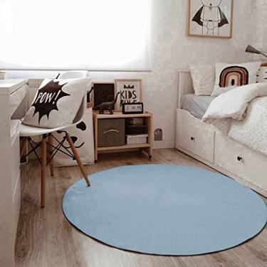 Imagem de Tapete Boho Redondo Ø140cm Azul bebe - Antiderrapante