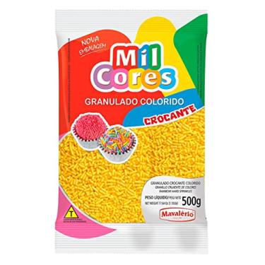 Imagem de Confeito Granulado Crocante Amarelo Mil Cores, 500g, Mavalério, Ideal para Decorar a Sua Receita.