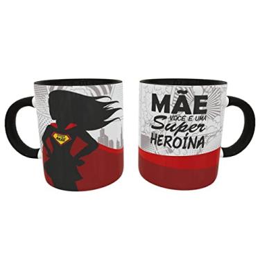 Imagem de Caneca Super Mãe Presente Criativo Geek cor:Preto